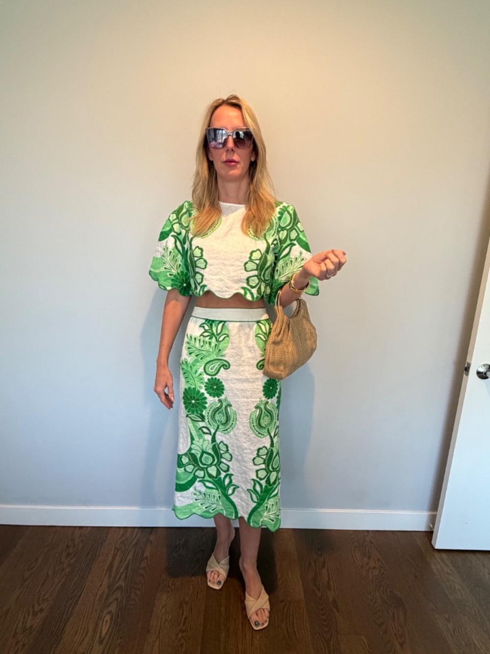 Farm Rio Festival Green Midi Skirt & Blouse - Picture 13 of 16